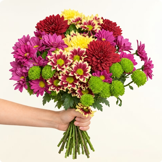 Bouquet de fleurs Santini style champêtre avec des chrysanthèmes