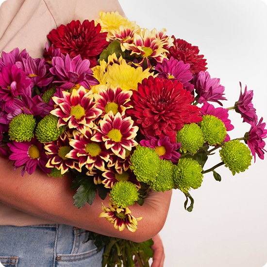 Bouquet de fleurs Santini style champêtre avec des chrysanthèmes