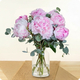 Bouquet de pivoines roses avec eucalyptus rond élégant 123fleurs