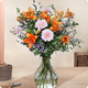 Bouquet Signature avec lys orange, gerberas roses, statice violet et feuillage - 123fleurs