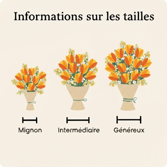 Bouquet coloré de tulipes jaunes, orange et rouges avec solidago