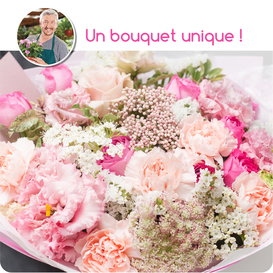 Bouquet talent du fleuriste tons roses
