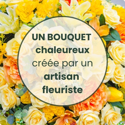 Bouquet de deuil aux tons chauds, composition sur-mesure par un artisan fleuriste