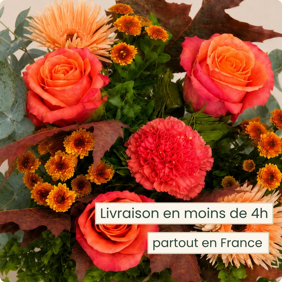 Bouquet de deuil aux tons chauds, composition sur-mesure par un artisan fleuriste