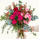 Bouquet Unique Amour composé de roses rouges, roses fushia et eucalyptus – création florale artisanale 123fleurs