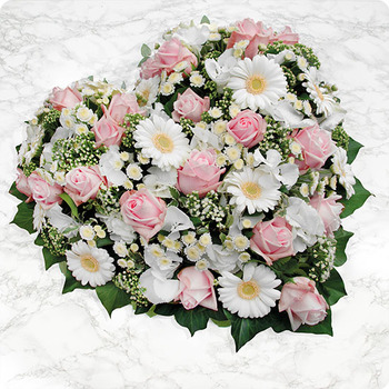 Cœur de fleurs Douce Mémoire - Livraison de compositions funéraires tendres avec 123fleurs