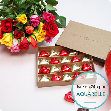 Boîte Rouge Coeurs roses et rouges