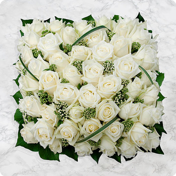 Coussin blanc pour deuil carré Hommage