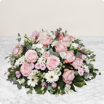 Coussin de deuil rose et blanc Envolée Céleste