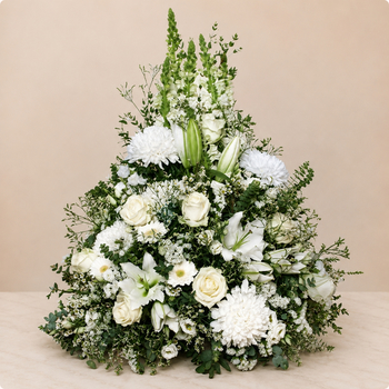 Coussin Parfum du Souvenir – fleurs blanches pour condoléances et obsèques