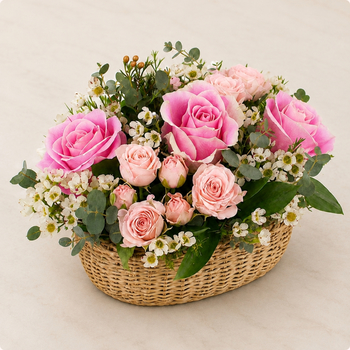 Éloge – Composition deuil tons roses