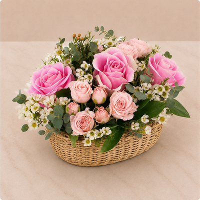 Éloge – Composition deuil tons roses