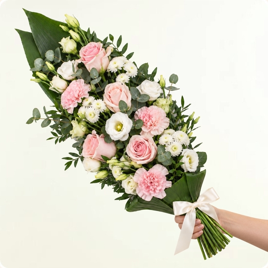 Gerbe à main Clémence – hommage rose et blanc, dès 60 €