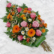 Compassio - Gerbe piquée de deuil en rose, orange et blanc