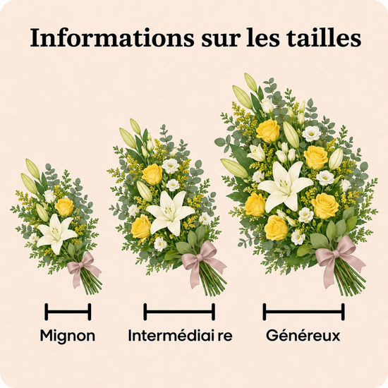 Kéa – Gerbe à main de deuil tons jaunes et blancs