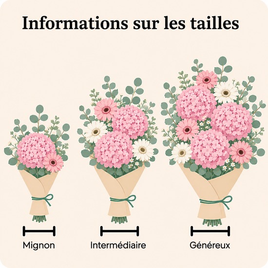 Panache – Bouquet hortensia rose et fleurs de saison