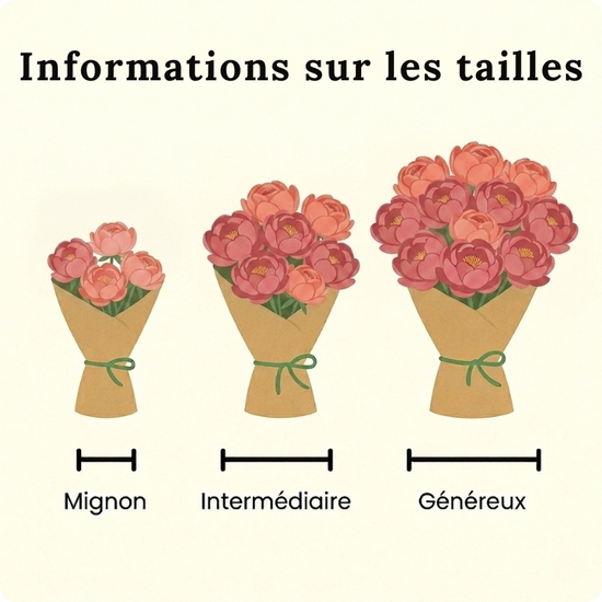 Votre bouquet est préparé avec attention, selon vos souhaits, en respectant le style, les couleurs et les fleurs principales que vous avez choisies.