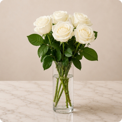 Rose blanche à la tige - fleur de deuil livrée en moins de 4h